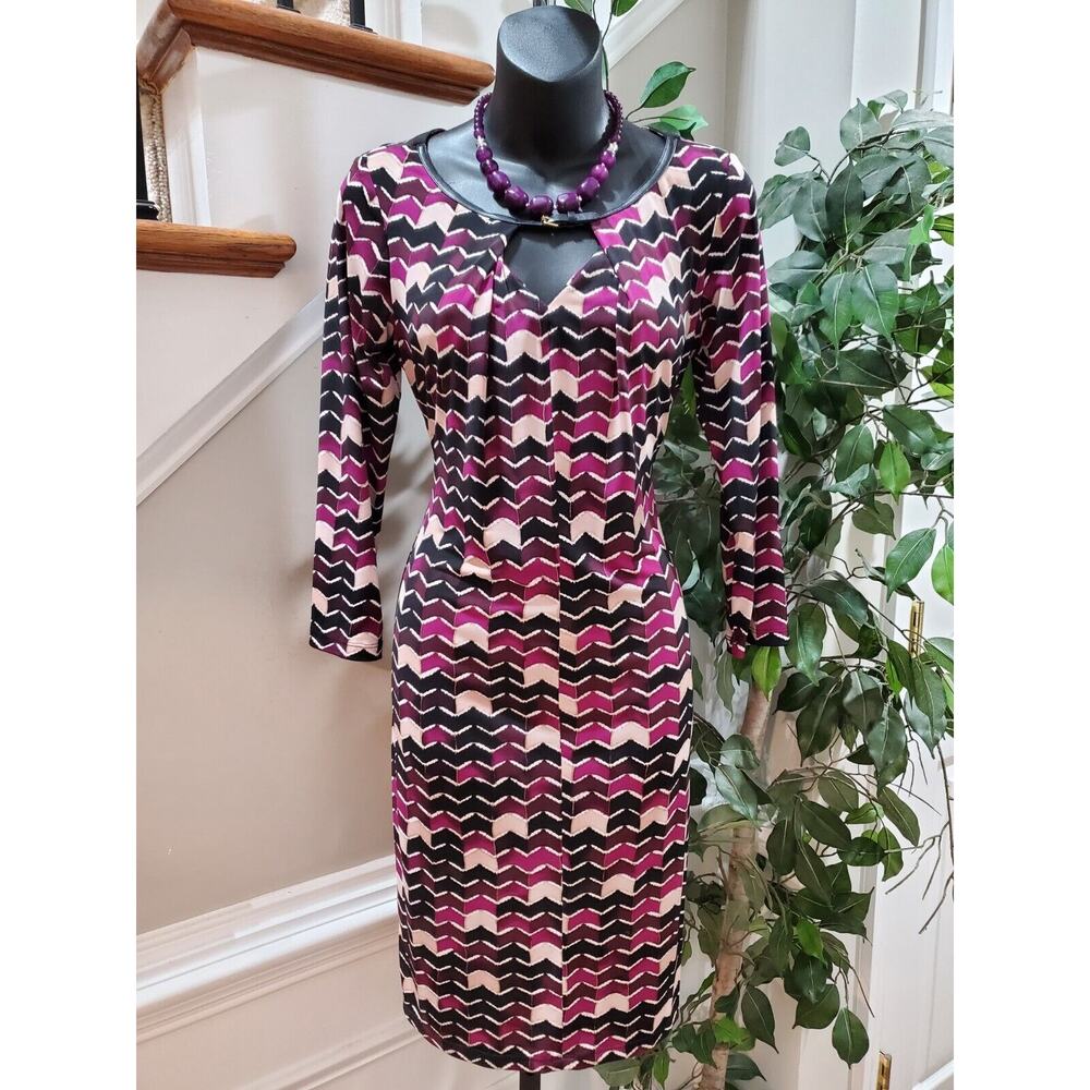 Calvin Klein Women's Polyester Round Neck Long Sleeve Casual Knee Length Dress S